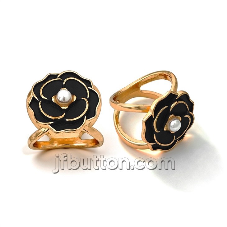 Black Camellia Scarf Fastener Ring factory