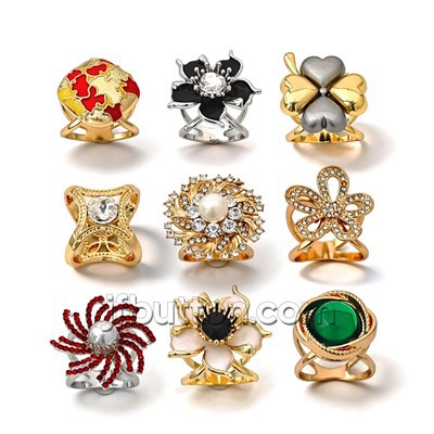 Colorful Rhinestone Decorative Scarf Ring