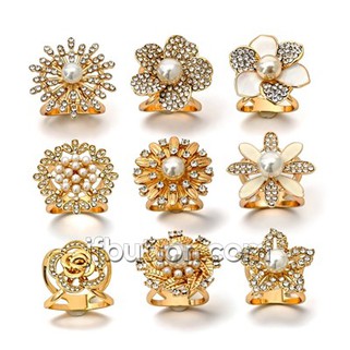 Crystal Flower Scarf Ring
