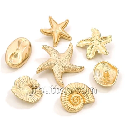 Gold Metal Starfish Shank Buttons