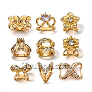 Gold Rhinestone Scarf Ring