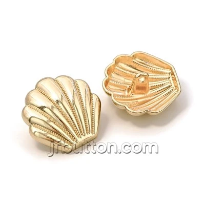 Gold Scallop Shaped Metal Shank Button