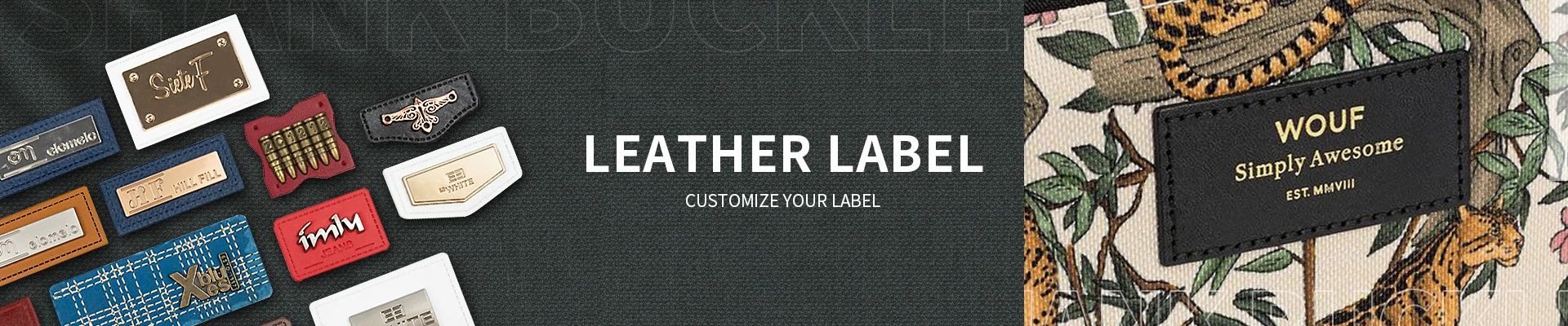 custom leather label with metal tag