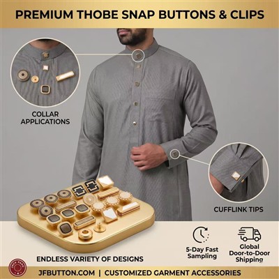 Islamic Patterns in Thobe Snap Buttons