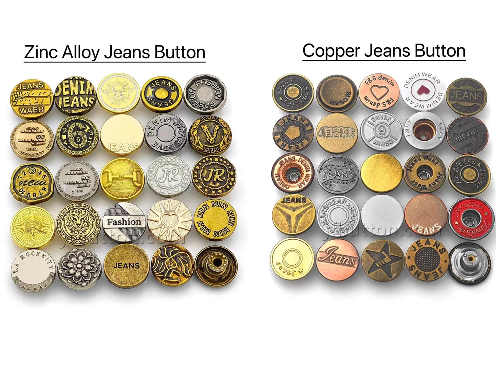 ZINC ALLOY BUTTON AND COPPER BUTTON